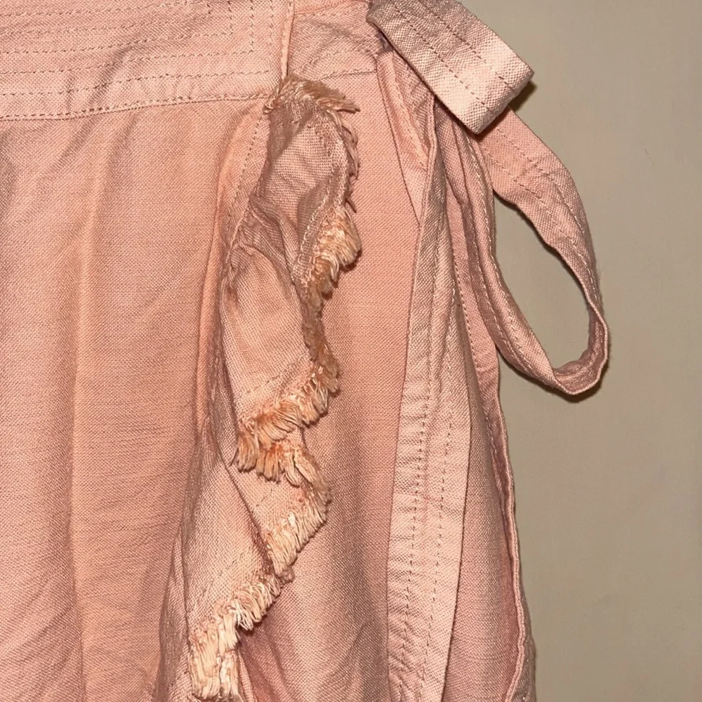 Anthropologie peach viscose combo wrap tiered flare skirt size medium w/pockets